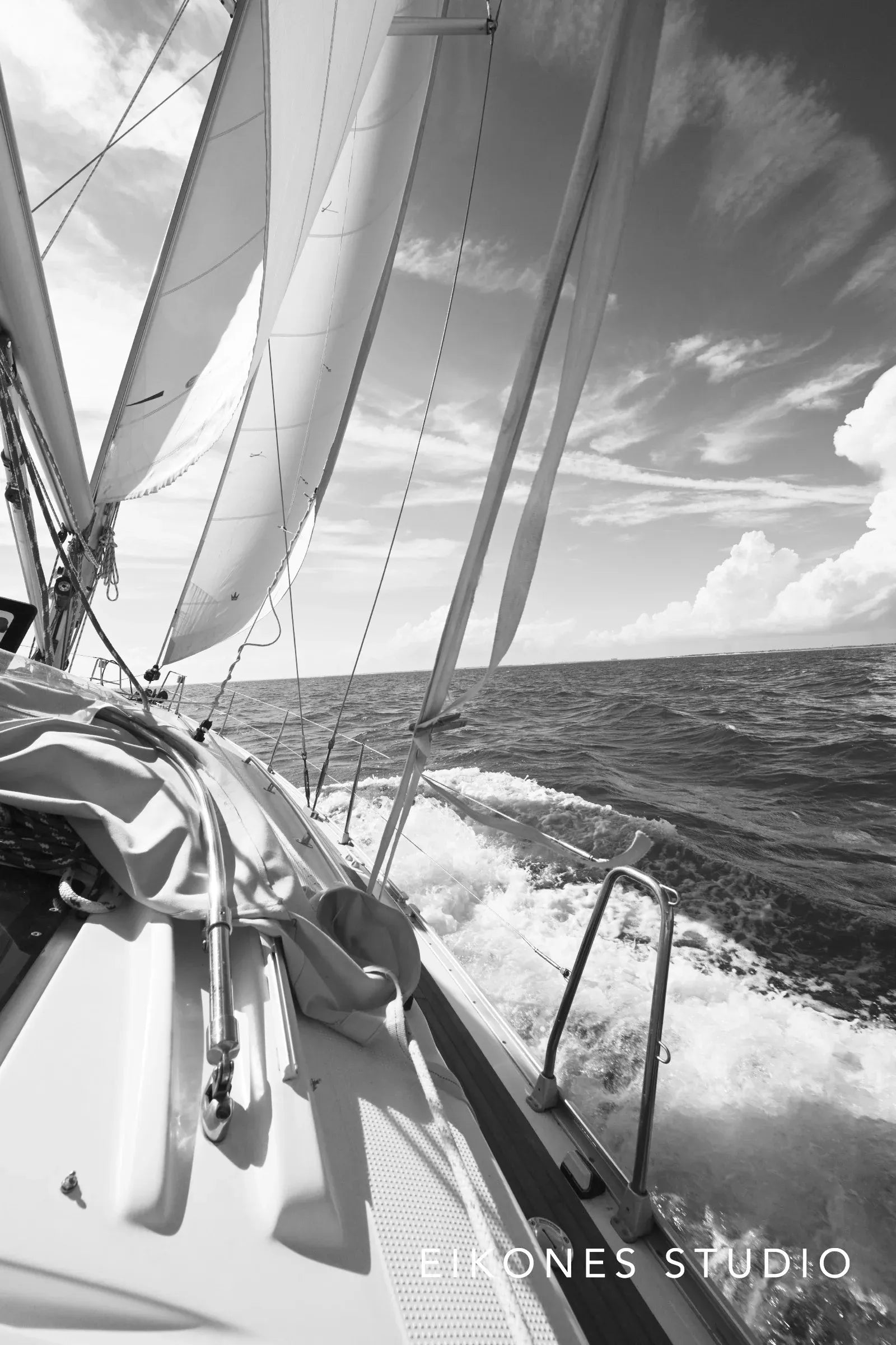 Black White Sailboat Photography Fine Art Print Nautical Wall Art Coastal Home Decor Beaufort NC Crystal Coast Sailing Artistic Composition Monochrome Maritime Image Perfect Beach House Decoration Living Room Display Office Wall Art